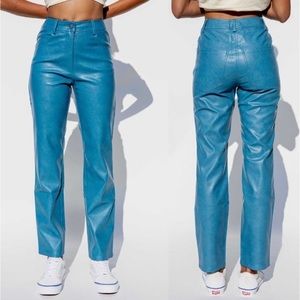 Miaou teal Vegan leather junior trouser 🩵